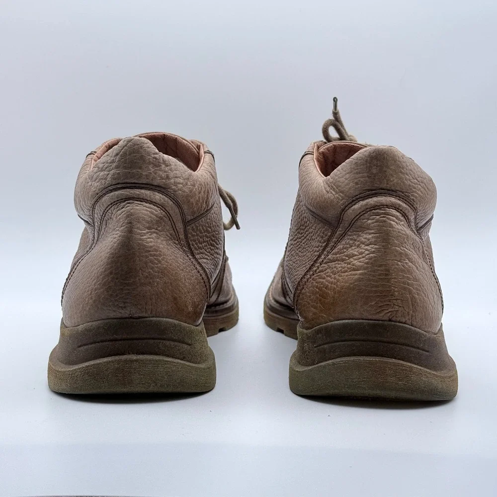 Lacaj‎ Mens Pebbled Leather Chukka Boots Brown Moc Toe Lace Up Size 45